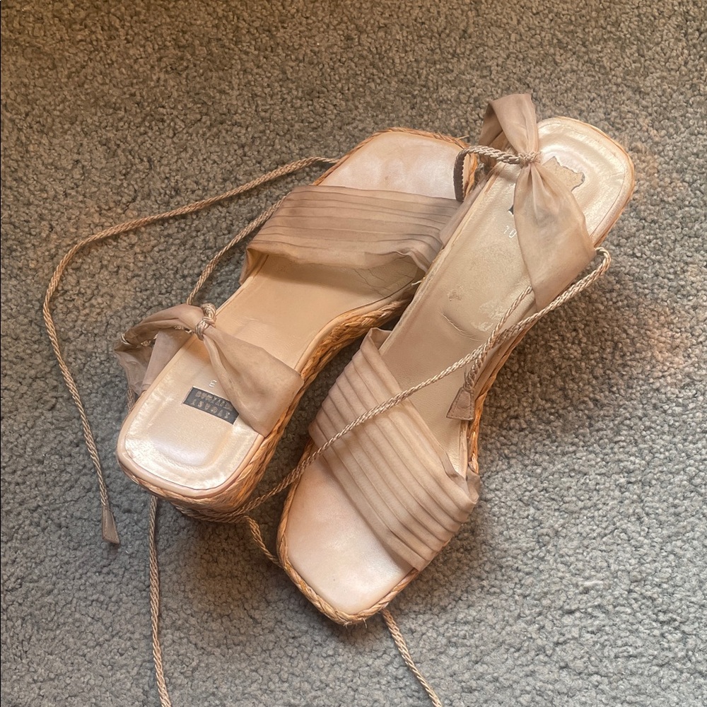 Stuart Weitzman Taupe Espadrille Sandals